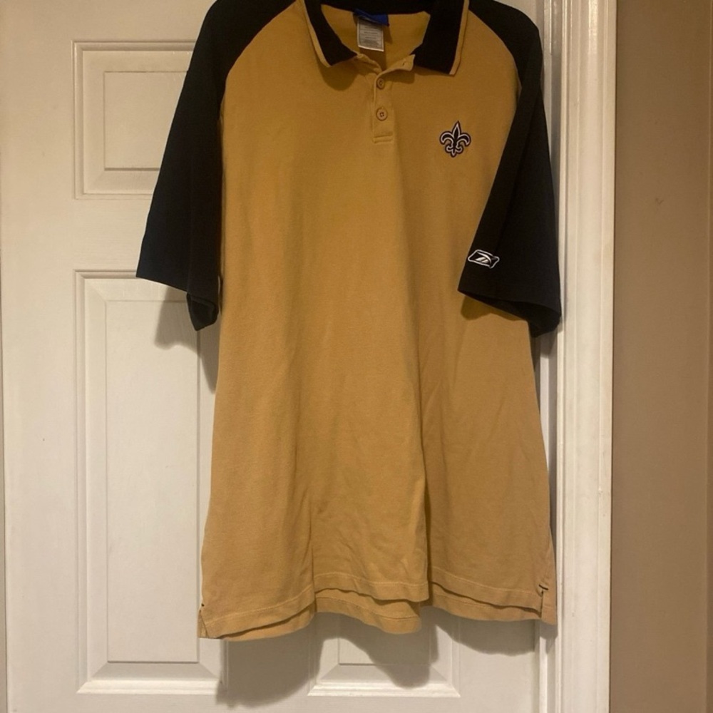 New Orleans Saints Gold/Black NFL Reebok Polo Men’s Size XL